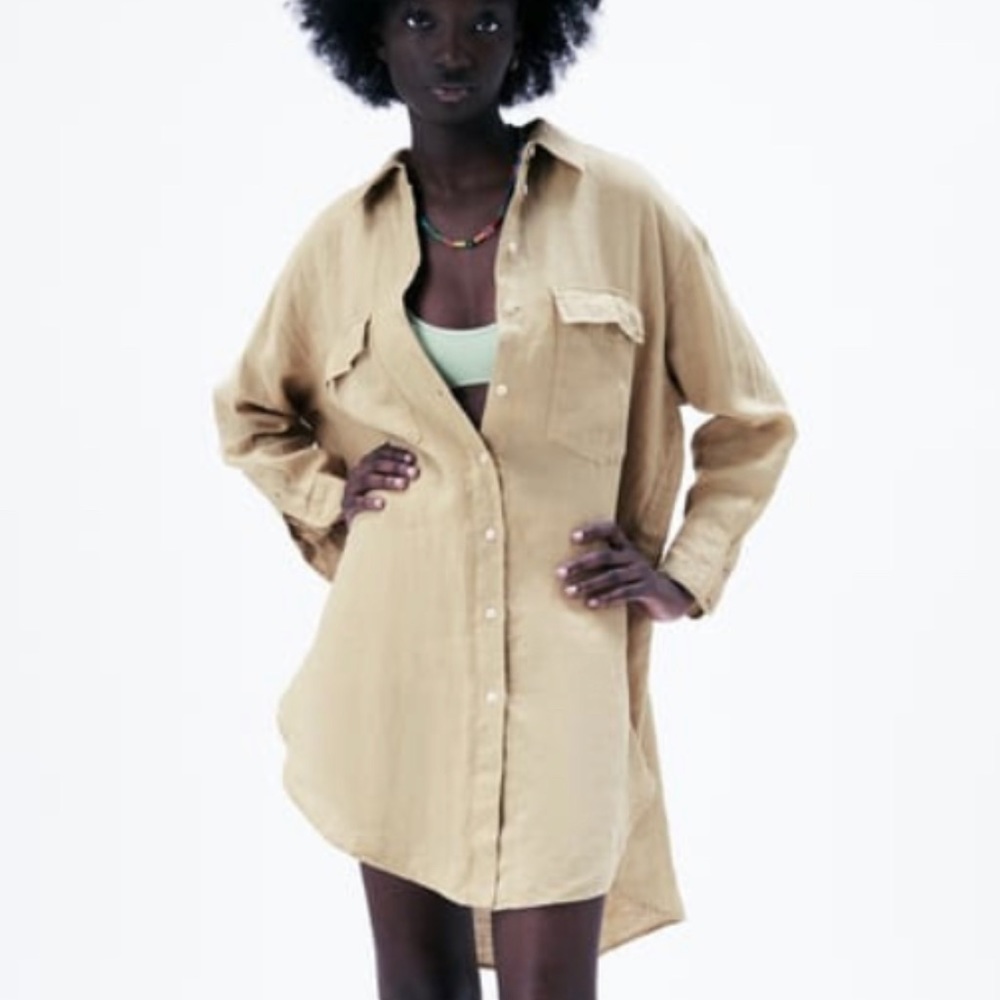 Brown linen Zara shirt